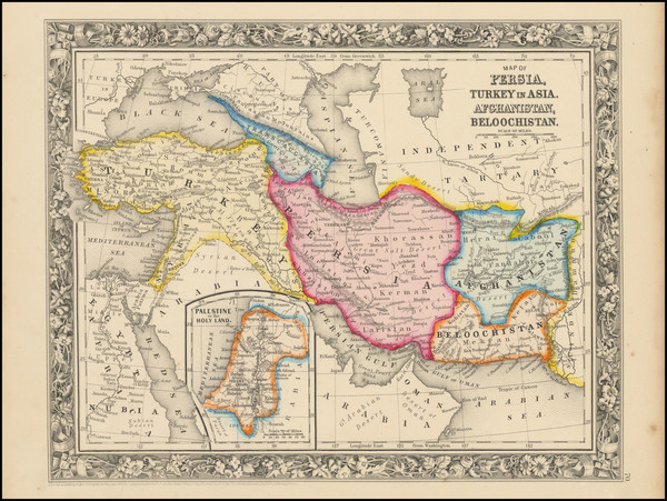 80-Central Asia & Caucasus, Persia & Iraq and Turkey & Asia Minor Map By Samuel August