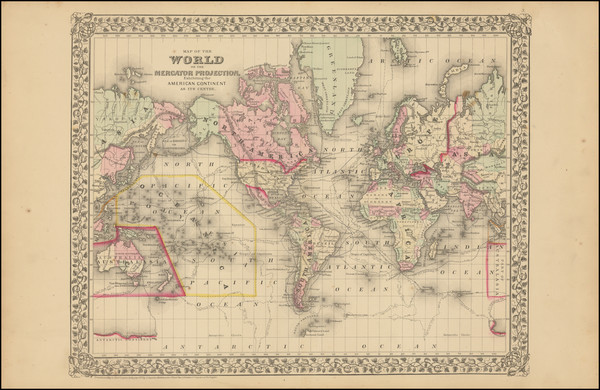 17-World Map By Samuel Augustus Mitchell Jr.