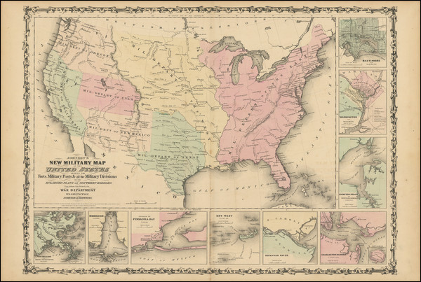 55-United States and Civil War Map By Alvin Jewett Johnson  &  Ross C. Browning