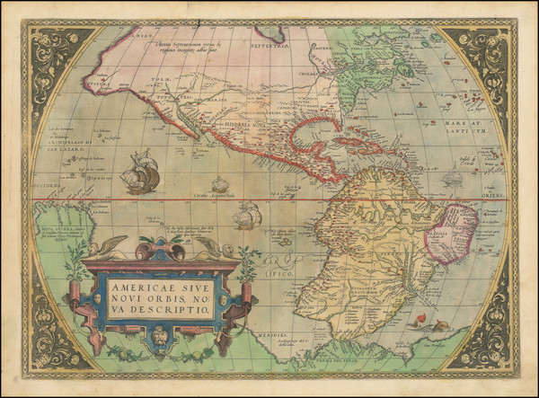 46-Western Hemisphere and America Map By Abraham Ortelius