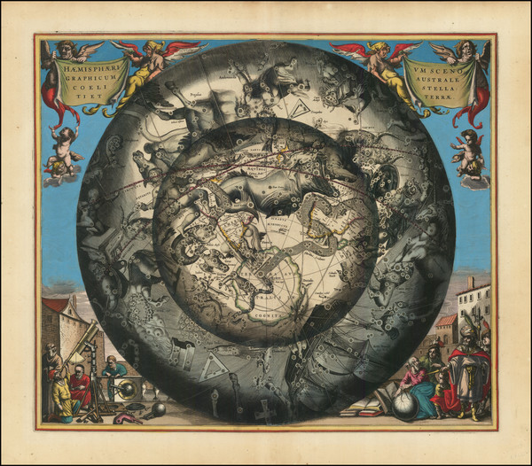 34-Eastern Hemisphere, Polar Maps and Celestial Maps Map By Andreas Cellarius