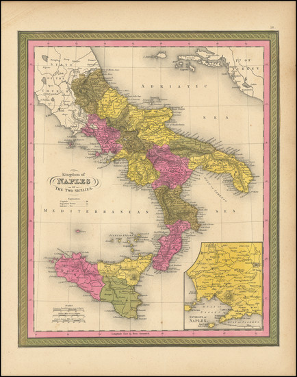 75-Southern Italy Map By Samuel Augustus Mitchell