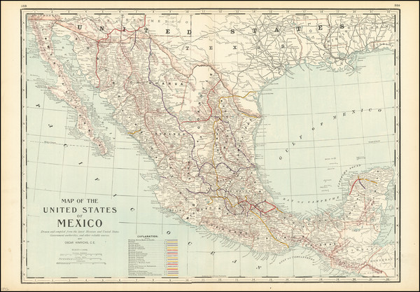 98-Mexico Map By George F. Cram