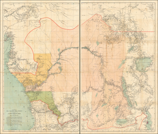 89-West Africa Map By Henry Stanley / Fratelli Treves