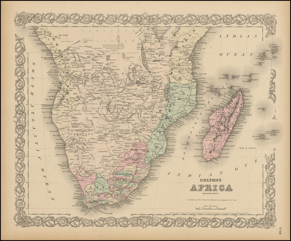 96-South Africa Map By G.W.  & C.B. Colton