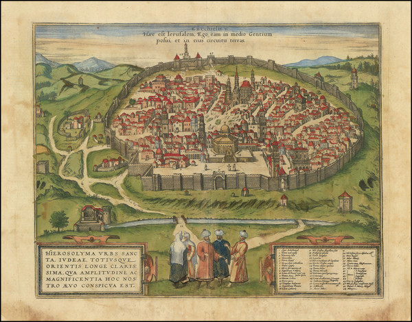 12-Jerusalem Map By Georg Braun  &  Frans Hogenberg