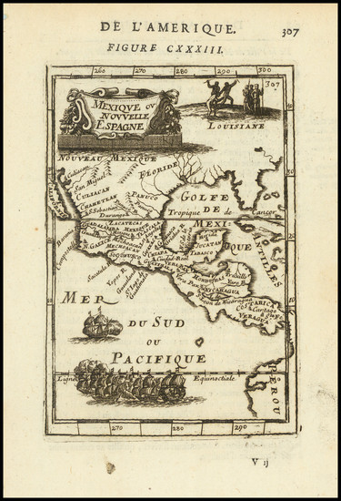 30-South, Southwest, Mexico and Central America Map By Alain Manesson Mallet