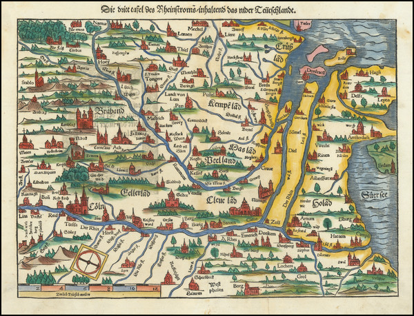 57-Netherlands and Germany Map By Sebastian Munster