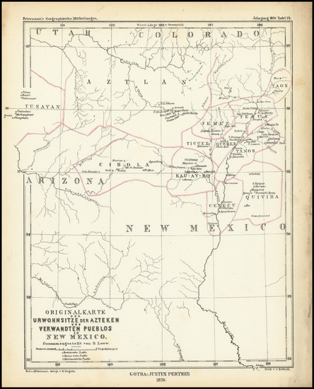44-Arizona and New Mexico Map By Augustus Herman Petermann