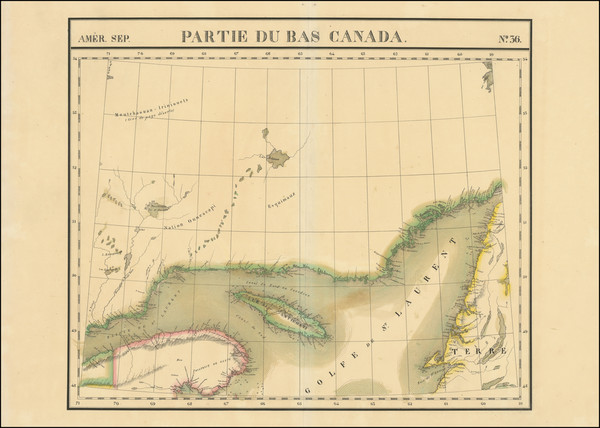 36-Eastern Canada Map By Philippe Marie Vandermaelen