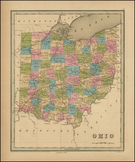 53-Ohio Map By Thomas Gamaliel Bradford