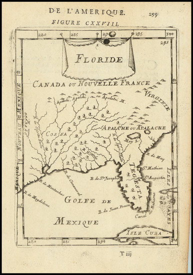 2-Florida and Southeast Map By Alain Manesson Mallet