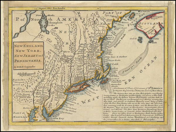 91-New England, Massachusetts, New York State, Mid-Atlantic, New Jersey and Pennsylvania Map By He