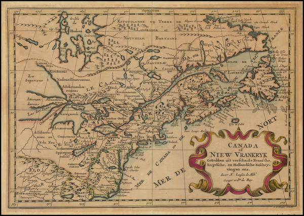 53-New England and Canada Map By Anthoine de Winter / Joannes Ribbius / Nicolas Sanson