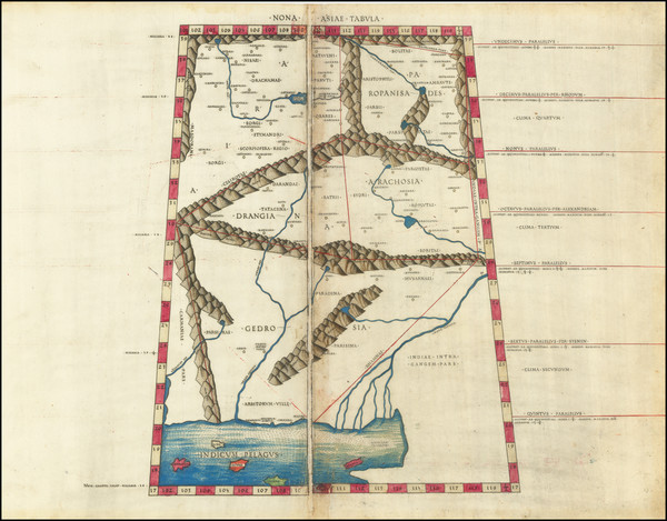 75-India, Central Asia & Caucasus and Pakistan Map By Claudius Ptolemy