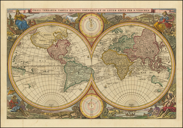 96-World Map By Nicolaes Visscher I