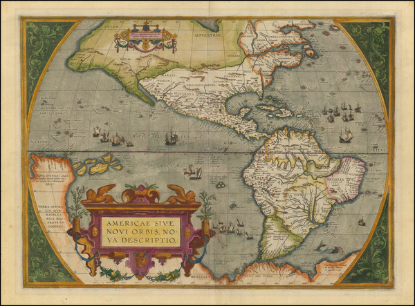 76-Western Hemisphere, North America and South America Map By Abraham Ortelius