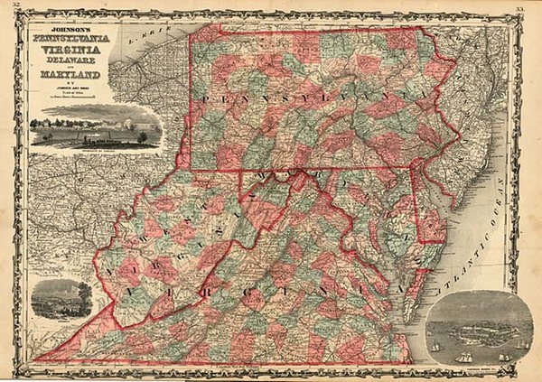 66-Southeast Map By Benjamin P Ward  &  Alvin Jewett Johnson