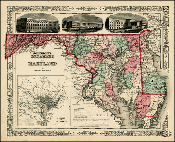 85-Mid-Atlantic Map By Benjamin P Ward  &  Alvin Jewett Johnson