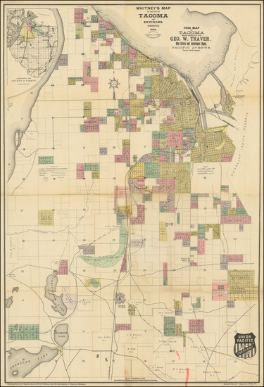 48-Washington Map By W.H. Whitney