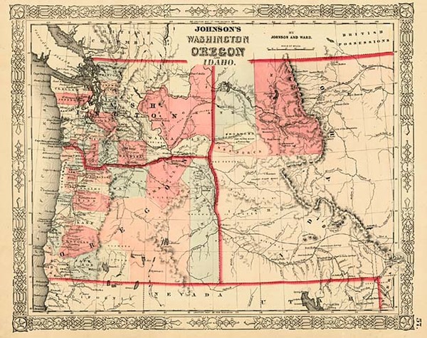 38-Rocky Mountains Map By Benjamin P Ward  &  Alvin Jewett Johnson