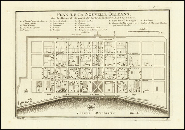 85-New Orleans Map By Jacques Nicolas Bellin