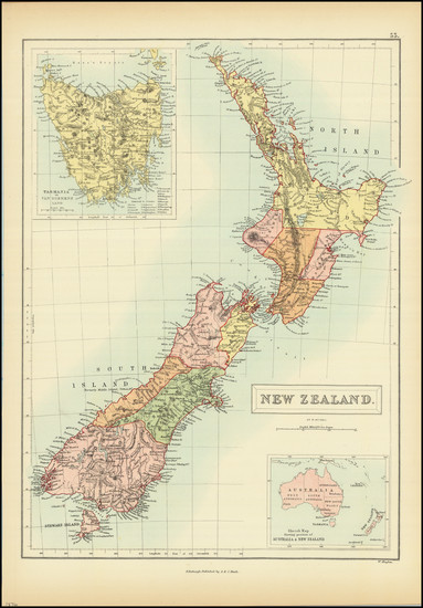 89-New Zealand Map By Adam & Charles Black