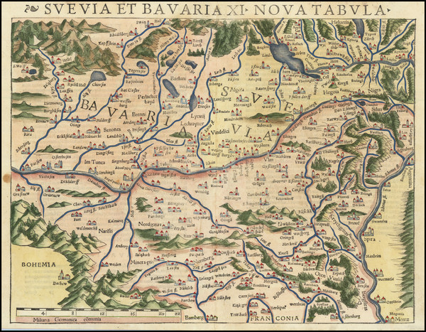 64-Switzerland and Süddeutschland Map By Sebastian Munster