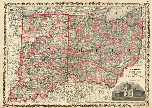 47-Midwest Map By Benjamin P Ward  &  Alvin Jewett Johnson