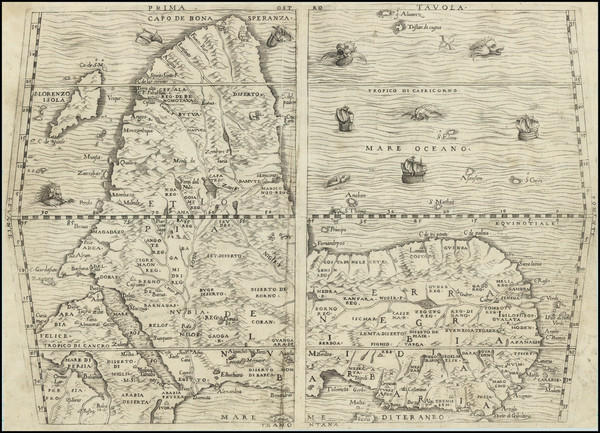 33-Africa Map By Giovanni Battista Ramusio