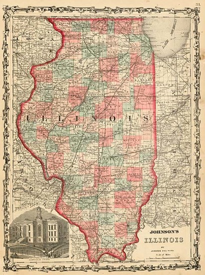 22-Midwest Map By Benjamin P Ward  &  Alvin Jewett Johnson