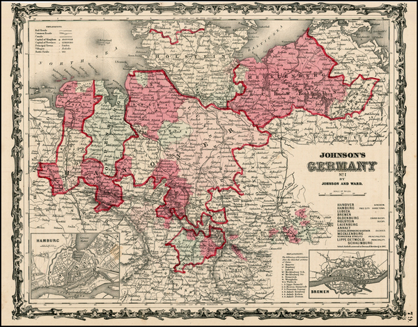 5-Europe, Scandinavia and Germany Map By Benjamin P Ward  &  Alvin Jewett Johnson