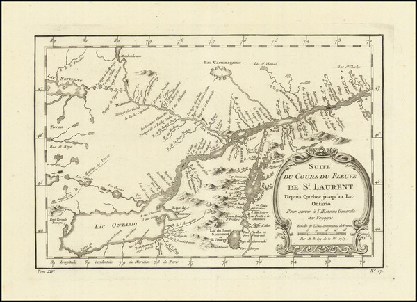 91-New York State, Canada and Eastern Canada Map By Jacques Nicolas Bellin