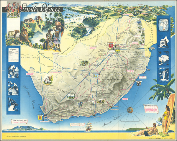 37-South Africa and Pictorial Maps Map By Art Maps Pty Ltd / South African Tourist Corporation