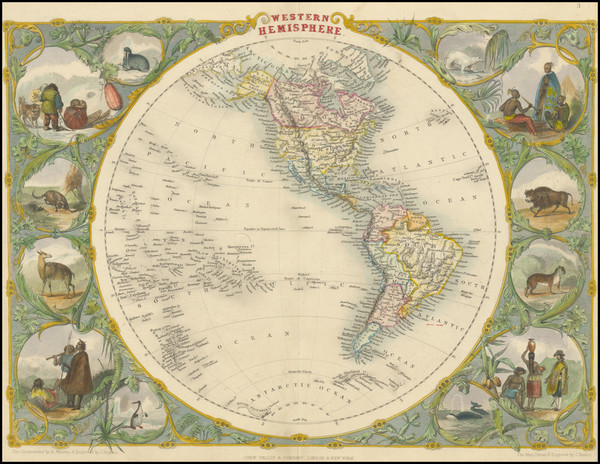 63-Western Hemisphere and America Map By John Tallis