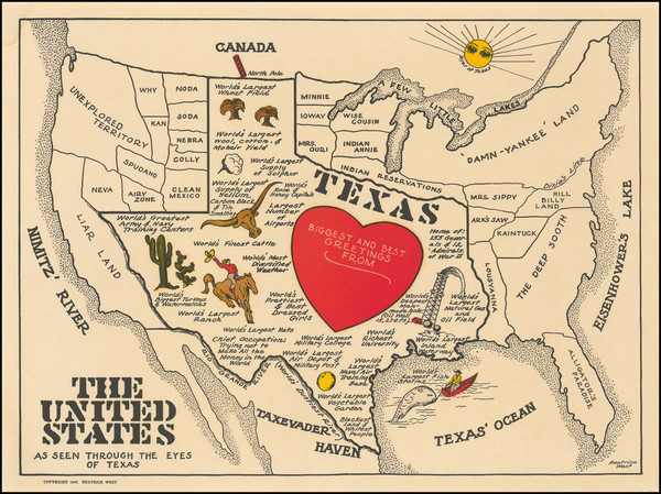 87-Texas and Pictorial Maps Map By Beatrice West