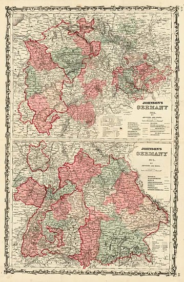 32-Europe and Germany Map By Benjamin P Ward  &  Alvin Jewett Johnson