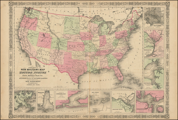 11-United States and Idaho Map By Alvin Jewett Johnson  &  Benjamin P Ward