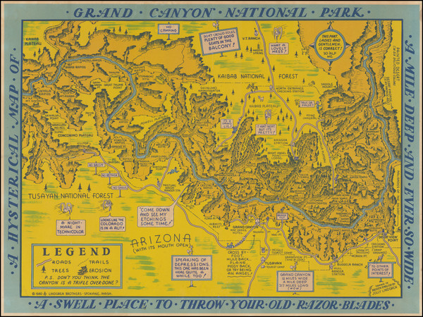 67-Southwest, Arizona, Nevada and Pictorial Maps Map By Lindgren Brothers