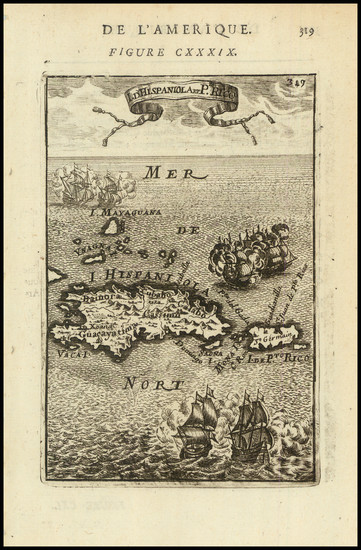 94-Hispaniola and Puerto Rico Map By Alain Manesson Mallet