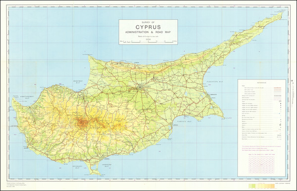 84-Cyprus Map By Department of Lands & Surveys, Cyprus