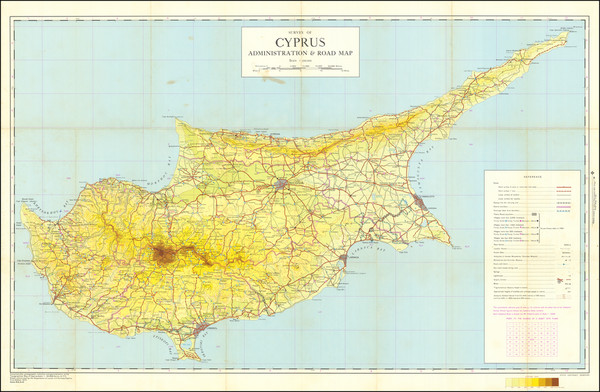 13-Cyprus Map By Department of Lands & Surveys, Cyprus