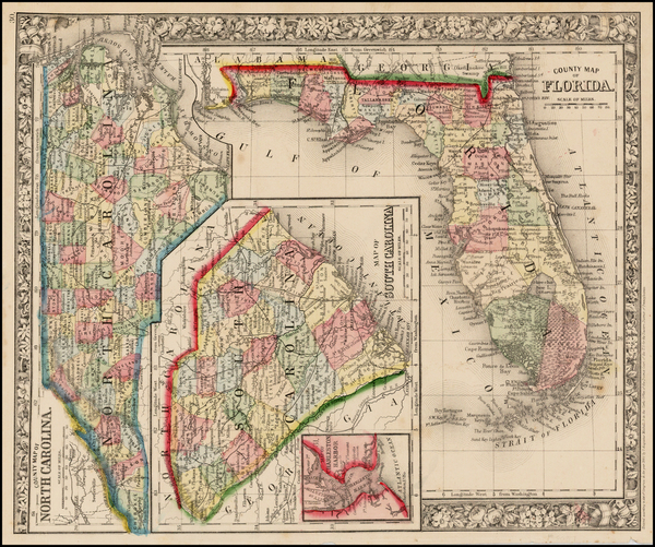 54-Florida Map By Samuel Augustus Mitchell Jr.