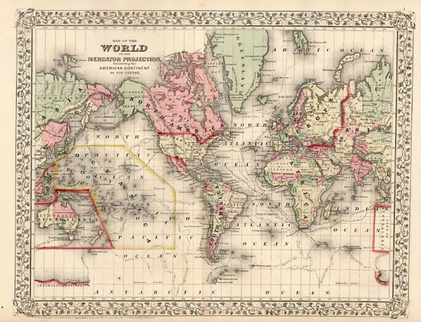 3-World and World Map By Samuel Augustus Mitchell Jr.