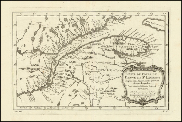 7-Eastern Canada Map By Jacques Nicolas Bellin