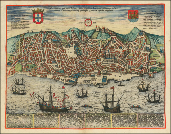 17-Portugal Map By Georg Braun / Frans Hogenberg