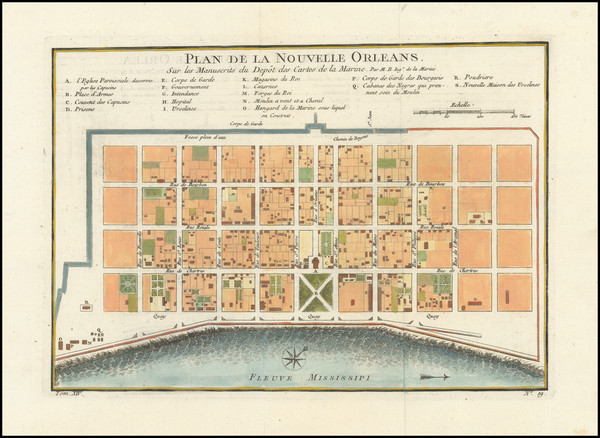 24-New Orleans Map By Jacques Nicolas Bellin