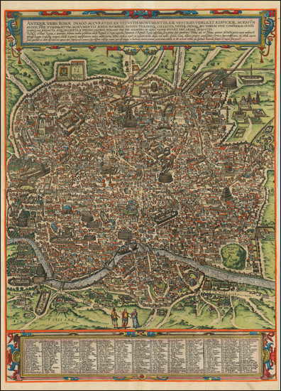 14-Rome Map By Georg Braun  &  Frans Hogenberg