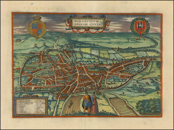 59-England and British Counties Map By Georg Braun  &  Frans Hogenberg