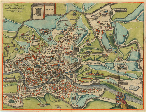 14-Rome Map By Georg Braun  &  Frans Hogenberg